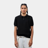 Ribbed Collar Knit Polo-T Shirt